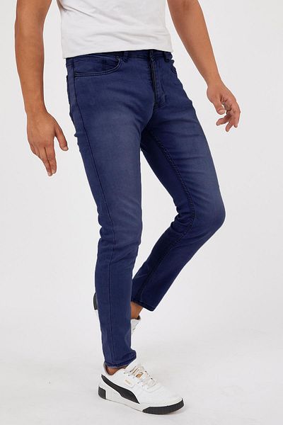 Las Vegas Navy Blue Color Tumbled Men's Slim Fit Jeans