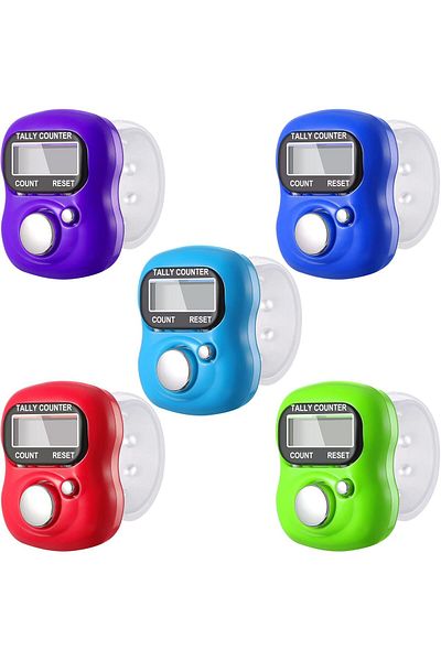 AWH 5pcs Mini Digital Finger Tally Counter Ring with LED Light for Prayer,Sports,Coaching & School