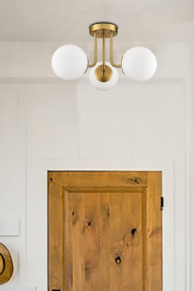 Uçar Meli̇ssa Modern White Globe Glass Living Room Triple Chandelier 6-Piece Chandelier