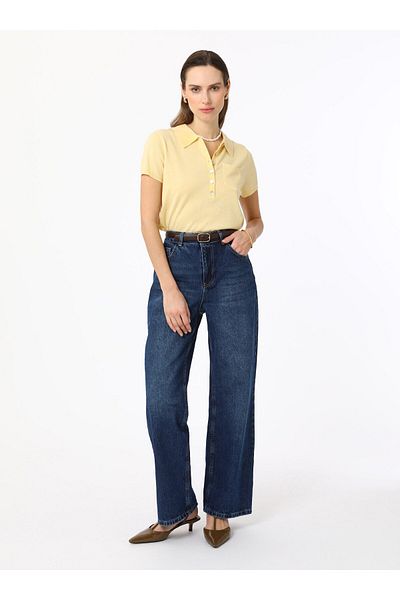 Benin Pantaloni albaștri din denim spălat cu potrivire dreaptă