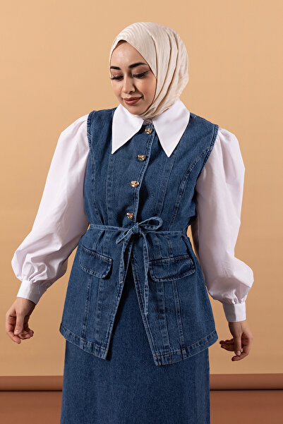 Stilife Blue Skirt Denim Suit