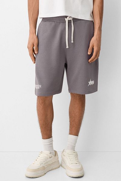 Bershka Plush Bermuda Shorts With Print Ramadan