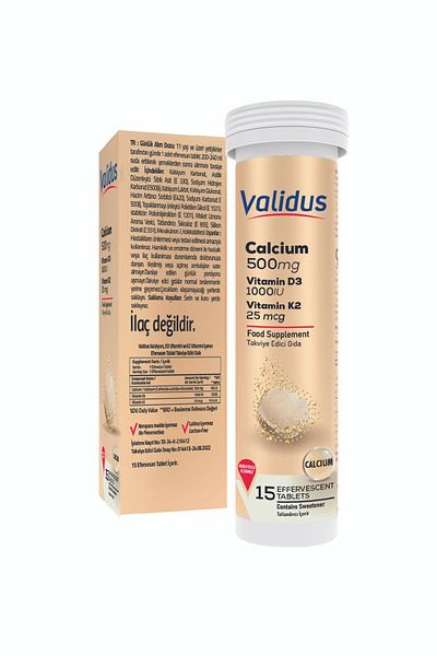 Validus أوستيو كالسيوم + فيتامين د3 + فيتامين ك2 قرص فوار