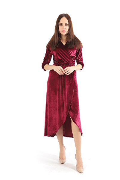 Sense Круазе-комір, спідниця з клаптями, оксамитове вечірнє плаття | Elb31776...