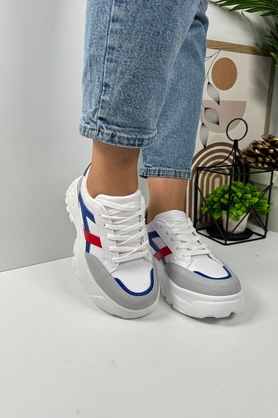 Nstil Casual Women's Stone Red Blue Sneaker Thick High Sole Lace up Comfortable Tiger Stripe Sneakers