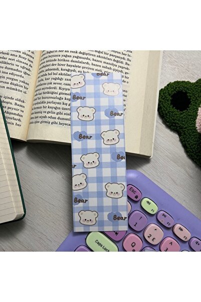 sumicorn Set de 4 semne de carte albastre cu ursuleț drăguț