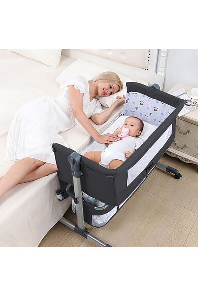 TEKNUM Moonlight Bedside Crib - Dark Grey