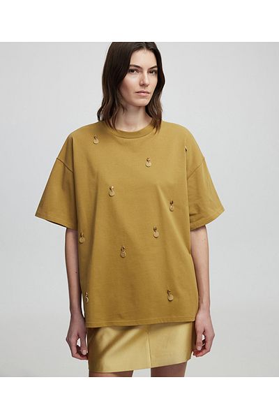 İpekyol T-Shirt with Applique Leatherette