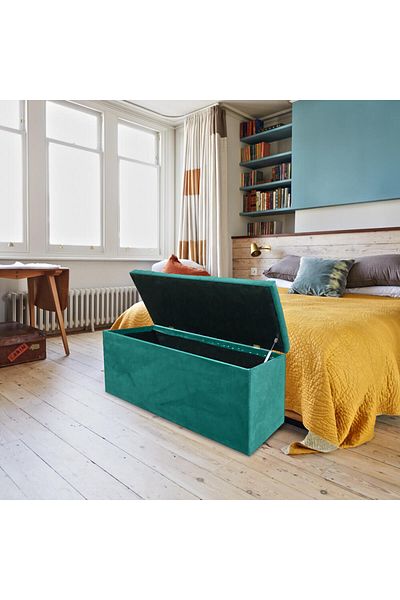 Homelux Bancă cu spațiu de depozitare confortabil, 120x42x46 cm, catifea, verde