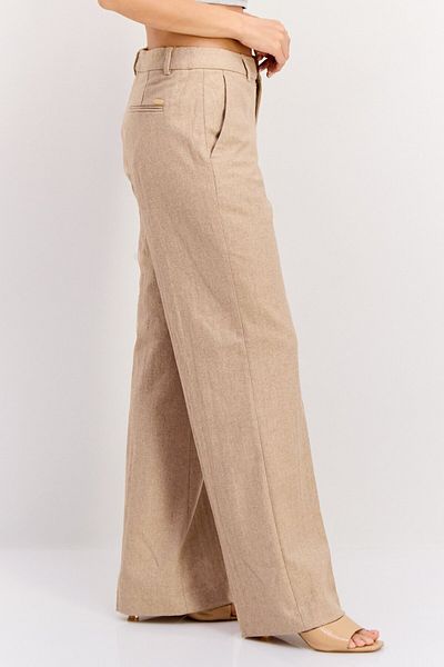 Scotch & Soda Women Regular Fit Solid Wide Leg Pants, Tan