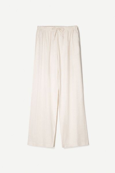 Bershka Linen Blend Trousers With An Elasticated Waistband Ramadan