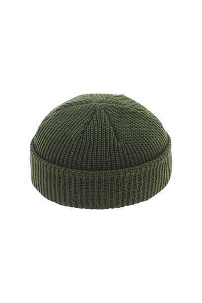 Mevo Unisex Knitwear Short Khaki Colored Skullcap Beanie
