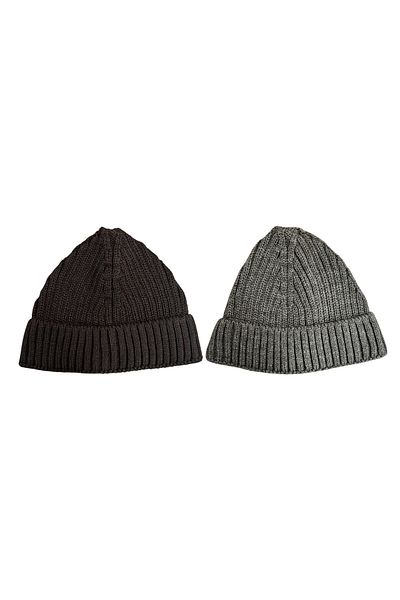 Mevo 2 Pack Unisex Knitwear Short Brown Colored Skullcap Beanies