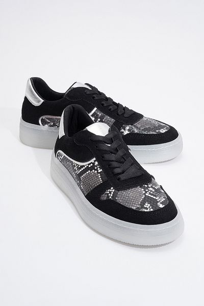 LuviShoes Montero Women's Black Patterned Sneakers