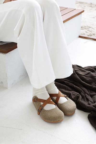 Uniqueqoop Παντόφλες από φυσικό μαλλί Viennese Cork Sole