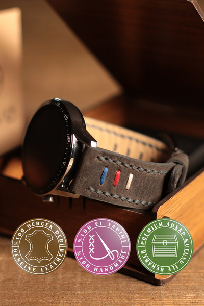 vagave هواوي ساعة بسوار جلدي 4 Gt2 Gt2e Gt2 Pro Gt3 Se Gt3 Pro Active 46mm 22mm Üçip Gray