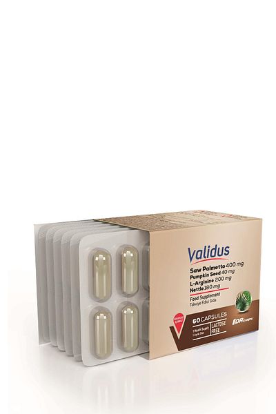 Validus Saw Palmetto 400 mg + L-Arginine + بذور اليقطين + الليكوبين 60 كبسولة