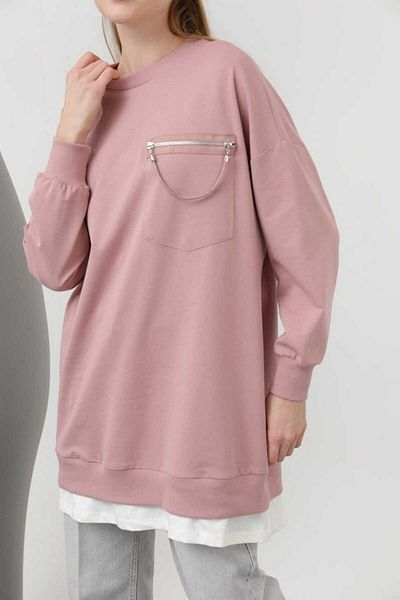 Puane Women &Apos; S Tunic with Dusty Rose Chain Detail - Two Thread, Part Pocket 10620