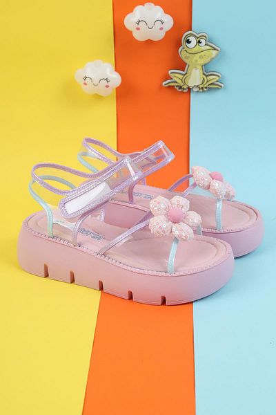 Moda Lime Model eni Design special Toc pană Liliac Talpă ortopedică Sandale flexibile pentru fete Papuci