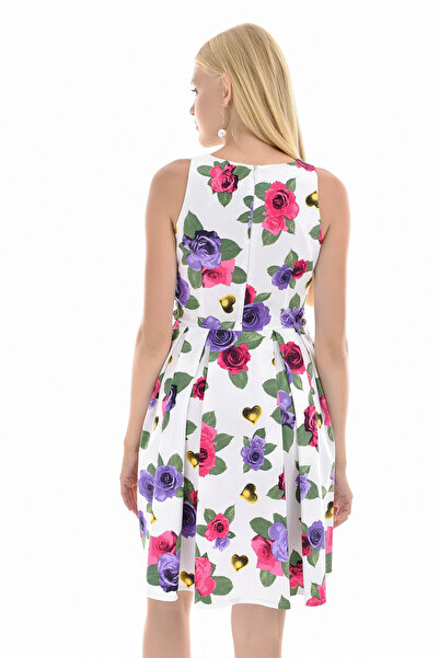 Sense Coral Colored Pool Collar Pleated Dress - Elb32181