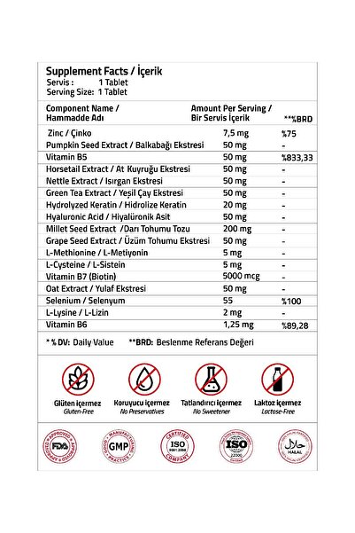 Validus Biotin Keratin Zinc 30 Tablet