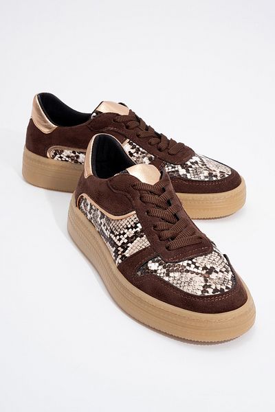 LuviShoes Montero Brown Patterned Women's Sneakers