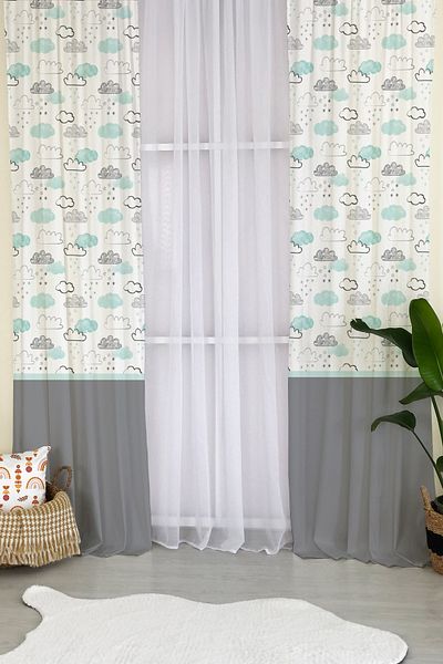 Lolla White Gray Skirted Mint Cloudy Background Curtain 750