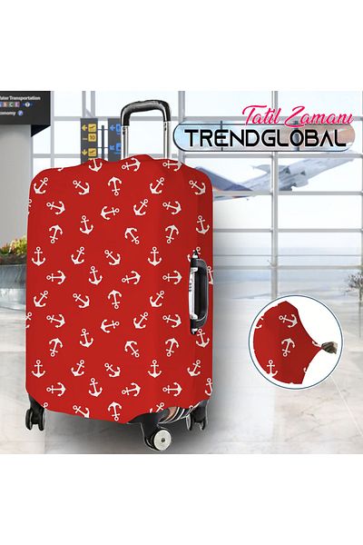 Trendglobal Κόκκινη προστατευτική θήκη βαλίτσας άγκυρας