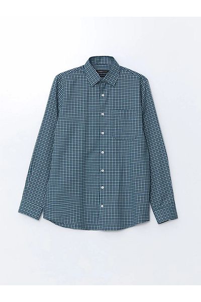 LC Waikiki Green Regular Fit Long Sleeve Gabardine Men's Shirt