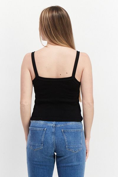 X-Girl Women Square Neck Sleeveless Printed Tank Top, Black