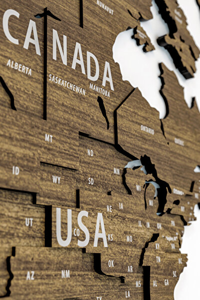 Colorfull Worlds 3D Wooden English World Map - 150X80Cm - Home Office Gift Wall Decoration