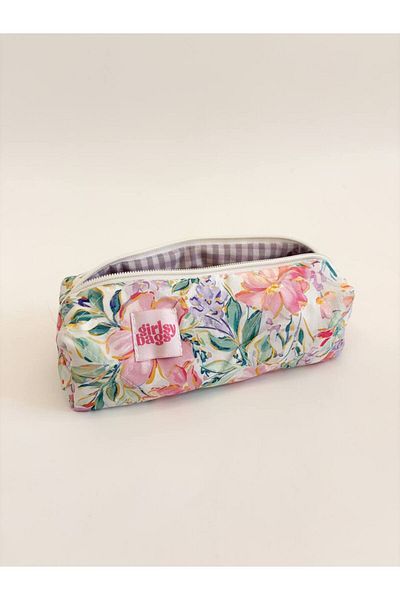 girlsybags Λιλά Ροζ Floral Μονόφθαλμη Μολυβοθήκη Πλενόμενη Σχολική Μολυβοθήκη με φερμουάρ Ροζ Μολυβοθήκη