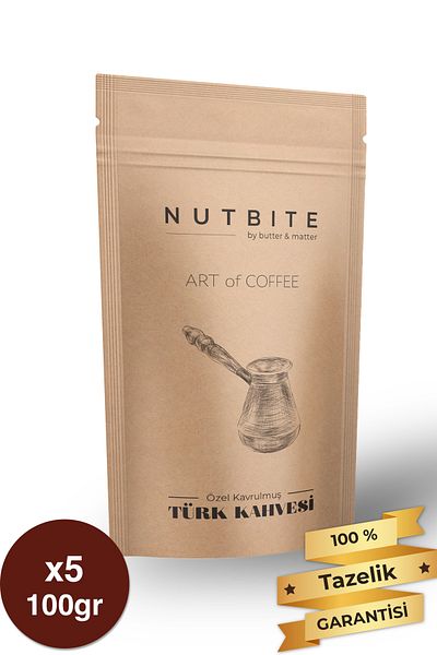 NUTBITE Premium Turkish Coffee 500Gr (5X100Gr) Special Roasted Art of Coffee