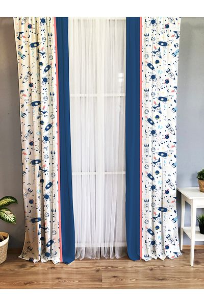 Lolla Space Pattern Printed Background Curtain 1095