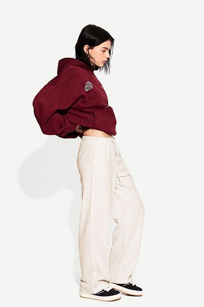 Bershka Linen Blend Trousers With An Elasticated Waistband Ramadan