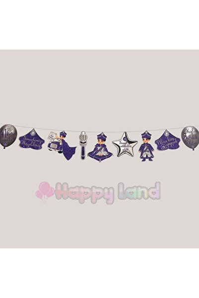 Happyland لافتة زخرفية مع مجسم ختان ونموذج بالون فضي فاخر