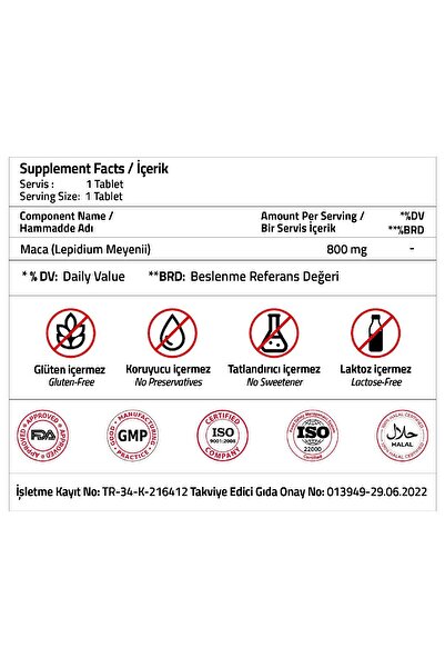 Validus Maca 800 Mg 30 Tablets