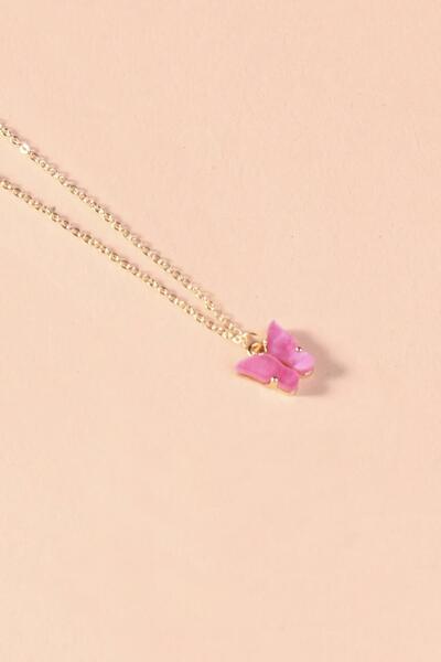 New Obsessions قلادة سلسلة مسطحة على شكل فراشة