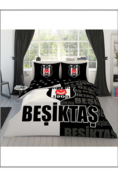 Taç Set de lenjerie de pat licențiat Beşiktaş cu logo segmentat, dimensiune d...