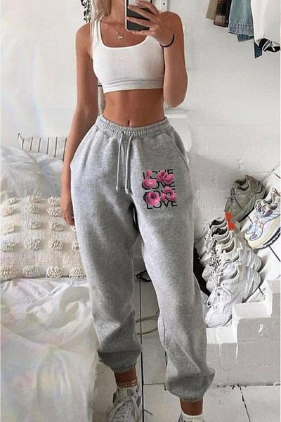 RPT MODA ΦΟΡΜΑ Άνετη ΦΟΡΜΑ JOGGER ΜΕ ΕΛΑΣΤΙΚΕΣ ΤΣΕΠΕΣ LOVEE PRINTED JOGGER BOTTOM