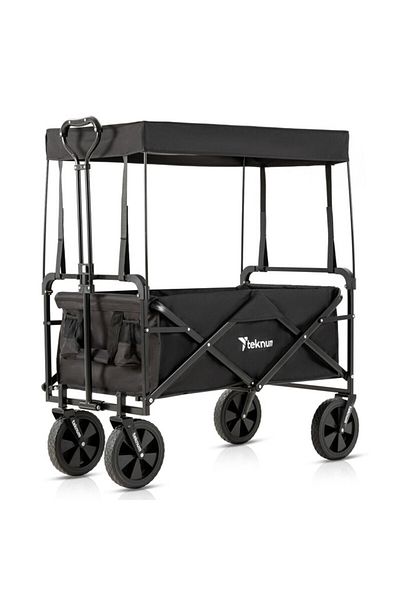 TEKNUM Folding Wagon Cart w / Canopy - Black