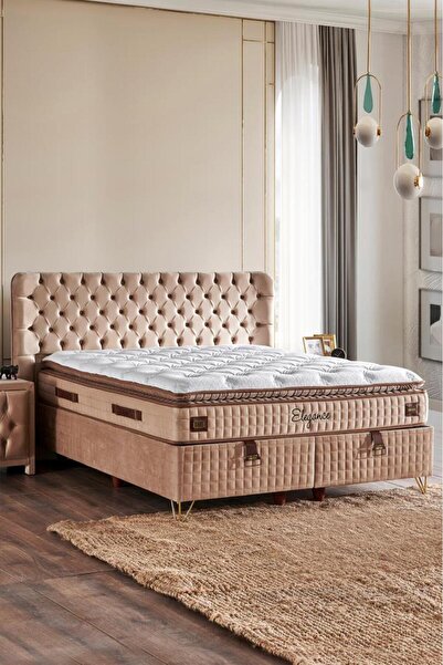 Niron Elegance Lüks Yatak Baza ve Başlık Seti 140x190 cm Çift Kişilik Paket Y...