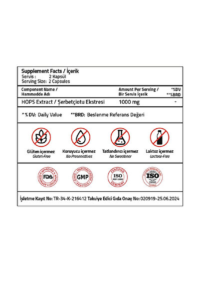 Validus Humulus Lupulus (HOPS) 1000 Mg 60 Capsules