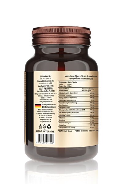 Validus Combo-Men Tribulus 400 mg + L-Arginine 200 mg + Maca 100 mg 60 Tablets