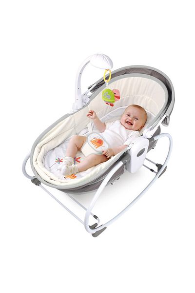TEKNUM 6 - in - 1 Cozy Rocker Bassinet with Wheels, Awning & Mosquito net - Grey