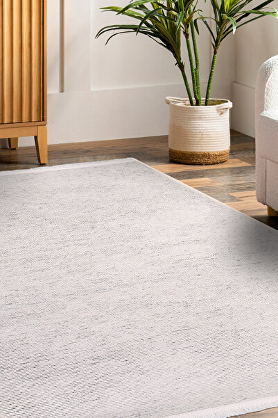 dekozer Azra Beyaz Kaymaz Taban Halı – Salon, Çocuk Odası ve Mutfak için Yıka...