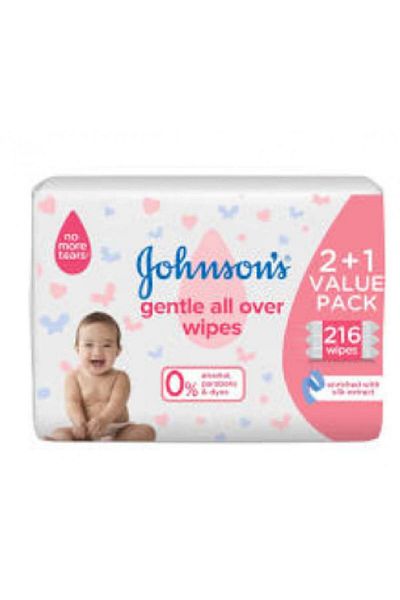 Johnson's جونسون مناديل لتنظيف لطيف لكامل بشره الاطفال 216منديل