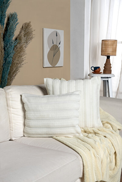 Vannes Home غطاء وسادة مزخرف بنمط مخطط مكون من قطعتين