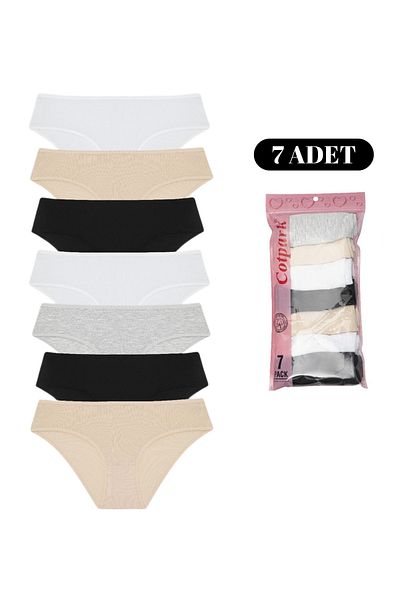 Cotpark Chiloți bikini de bază din bumbac pentru femei, pachet de 7 4102