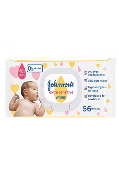 Johnson's Johnson's Baby Wipes Unscented for Sensitive Skin 56 Wipes